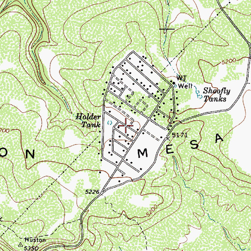 Topographic Map of Houston Mesa Fire Department Station 31, AZ