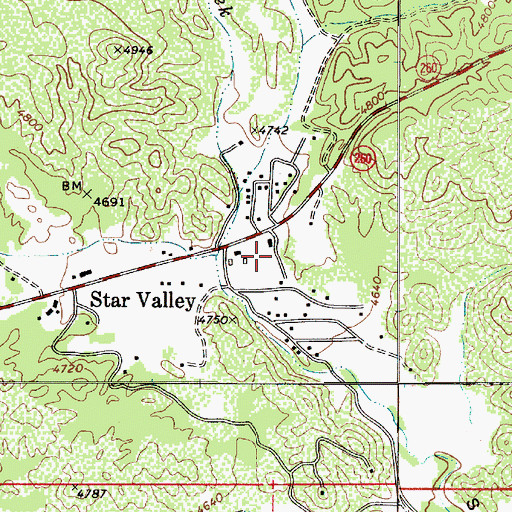 Topographic Map of Hellsgate Fire Department Station 21 Diamond Star, AZ