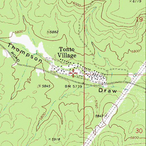 Topographic Map of Hellsgate Fire Department Station 22 Tonto Village, AZ