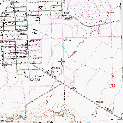 Topographic Map of Kingman Fire Department Station 4, AZ