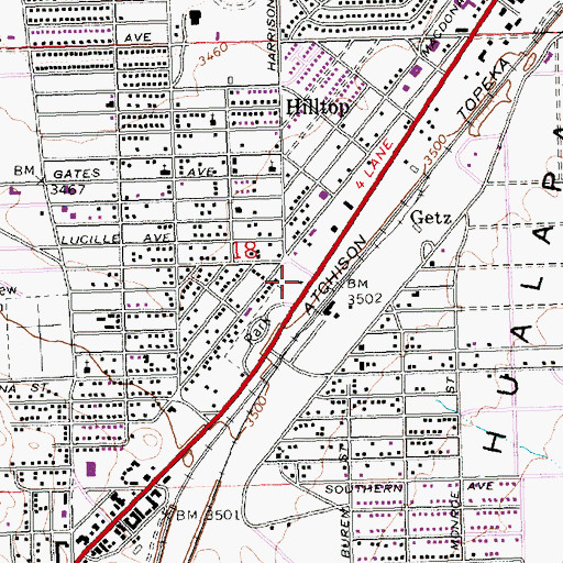 Topographic Map of Kingman Fire Department Station 2, AZ