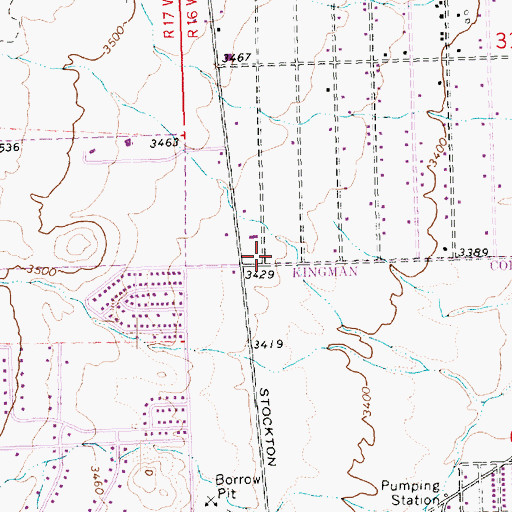 Topographic Map of Kingman Fire Department Station 3, AZ