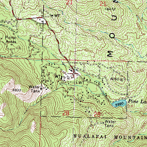 Topographic Map of Pine Lake Volunteer Fire Department, AZ