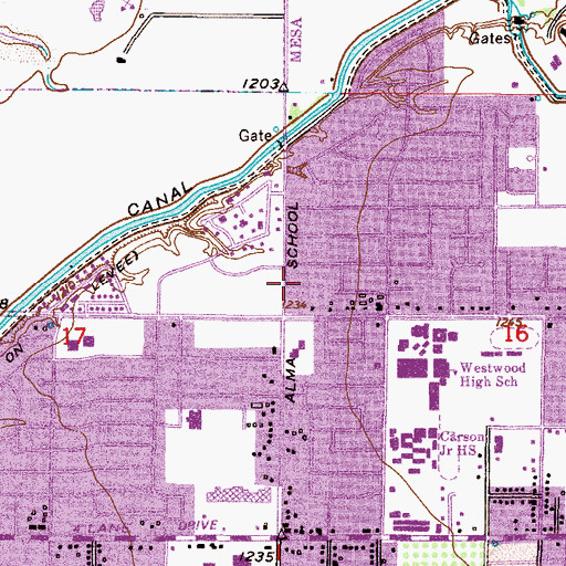 Topographic Map of Mesa Fire Department Station 218, AZ