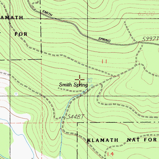 Topographic Map of Smith Spring, CA