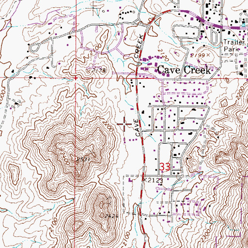 Topographic Map of Rural - Metro Fire Department Station 825 Cave Creek Fire Department, AZ