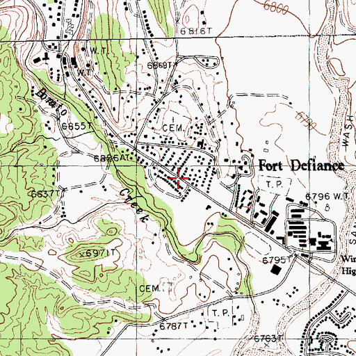 Topographic Map of Navajo Nation Department of Fire and Rescue Services Station 12 Fort Defiance Fire Department, AZ