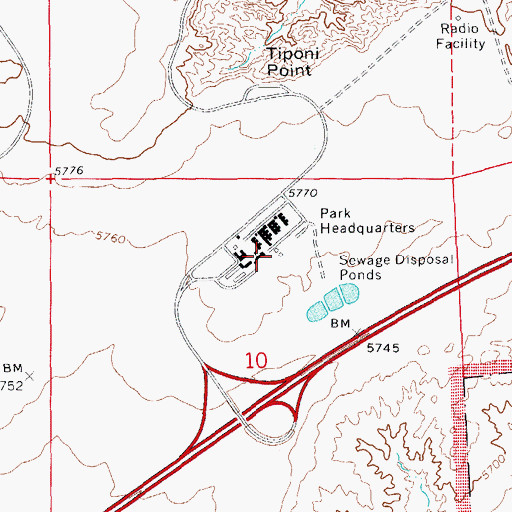 Topographic Map of Petrified Forest National Park Fire Department, AZ