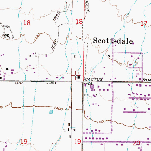 Topographic Map of Scottsdale Fire Department Station 8 Cactus Acres, AZ