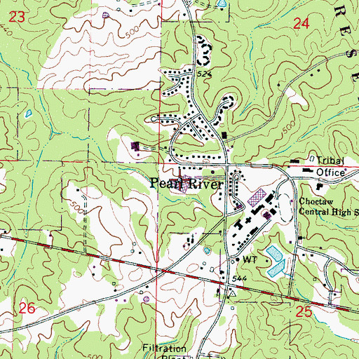 Topographic Map of Choctaw Health Center, MS