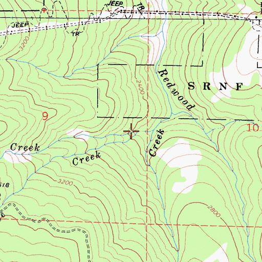 Topographic Map of Smokehouse Creek, CA