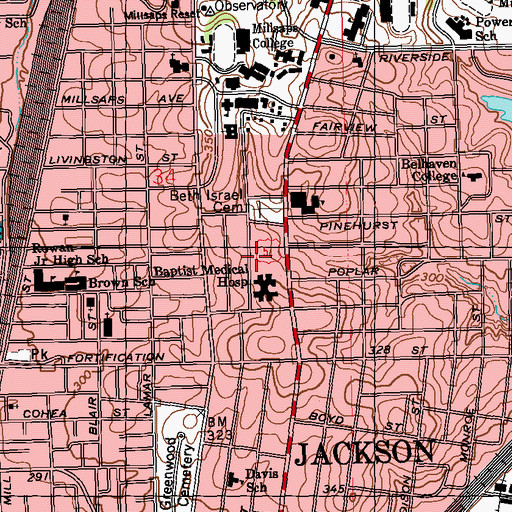 Topographic Map of Mississippi Hospital for Restorative Care, MS
