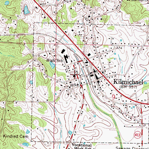 Topographic Map of Kilmichael Hospital, MS
