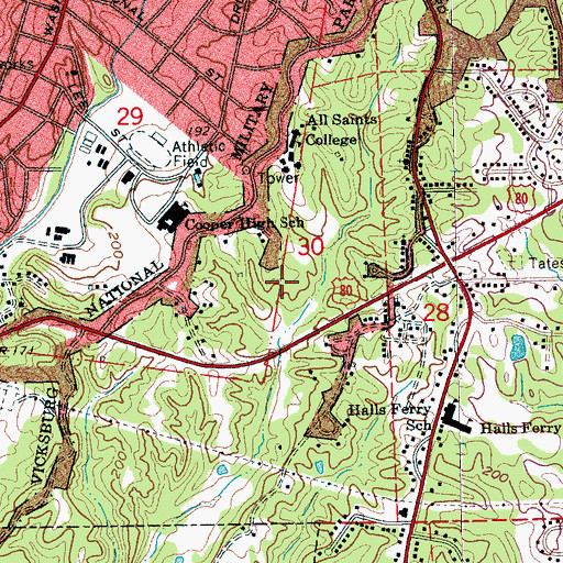Topographic Map of Promise Hospital of Vicksburg, MS