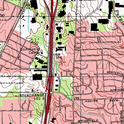 Topographic Map of Select Specialty Hospital - Jackson, MS