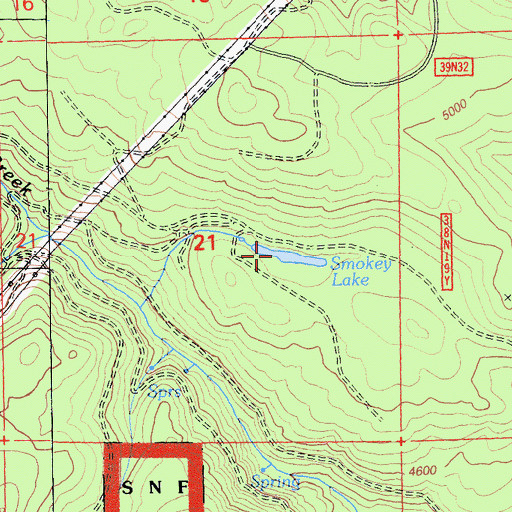 Topographic Map of Smokey Lake, CA