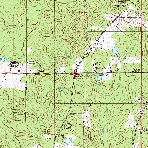 Topographic Map of Webster Parish Fire District 10, LA
