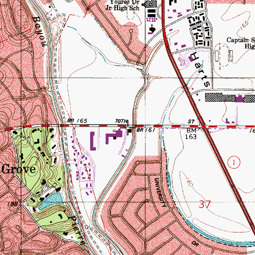 Topographic Map of Shreveport Fire Department Station 3, LA