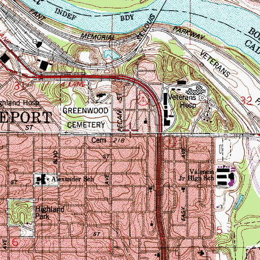 Topographic Map of Shreveport Fire Department Station 5, LA