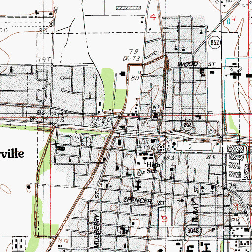Topographic Map of Rayville Volunteer Fire Department, LA