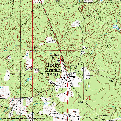 Topographic Map of Rocky Branch Crossroads Fire Department, LA
