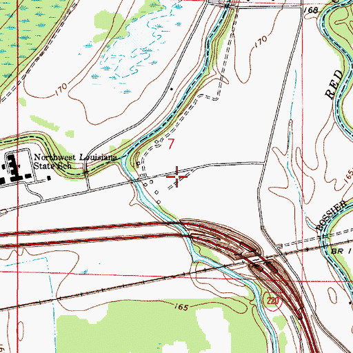Topographic Map of Bossier City Fire Department Station 7, LA