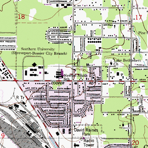 Topographic Map of Shreveport Fire Department Station 6, LA