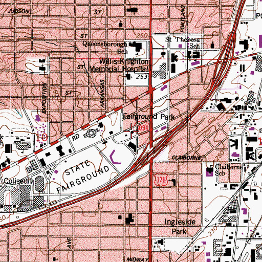 Topographic Map of Shreveport Fire Department Station 8, LA