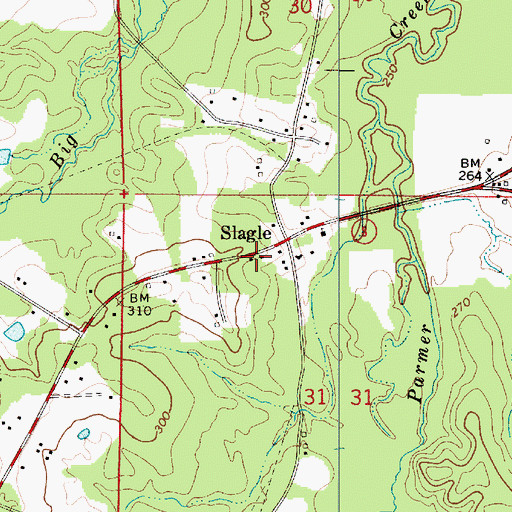 Topographic Map of Slagle Volunteer Fire Department, LA