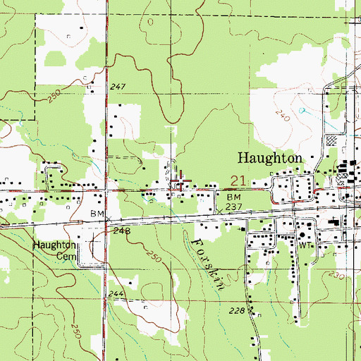 Topographic Map of Haughton Volunteer Fire Department, LA