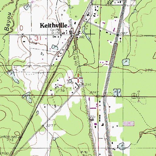 Topographic Map of Caddo Parish Fire District 6, LA