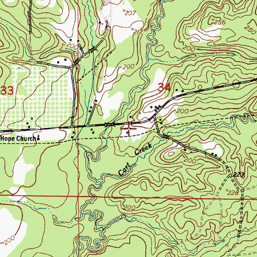 Topographic Map of Sandy Creek Volunteer Fire Department, LA