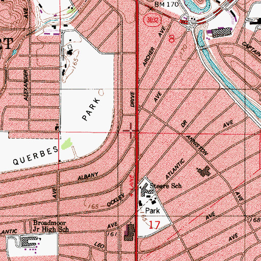 Topographic Map of Shreveport Fire Department Station 11, LA