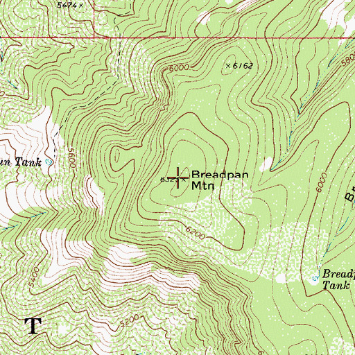 Topographic Map of Breadpan Mountain, AZ
