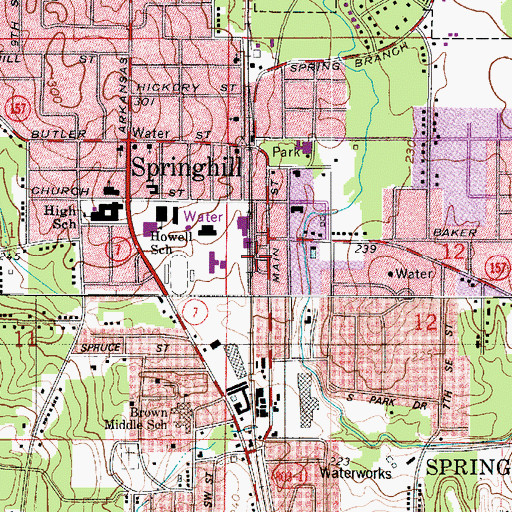 Topographic Map of Webster Parish Fire Protection District 11 Springhill Fire District Station 1, LA