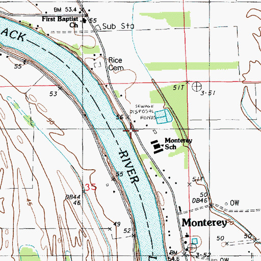Topographic Map of Monterey Fire Protection District 1, LA
