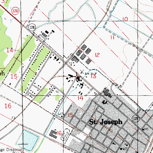 Topographic Map of Tensas Parish Fire District 1 Station 2, LA