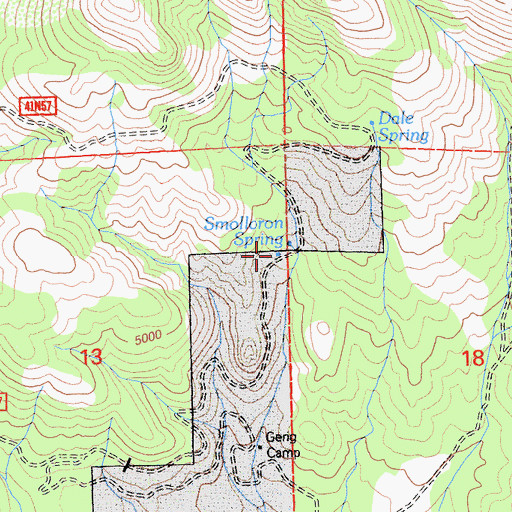 Topographic Map of Smolloron Spring, CA