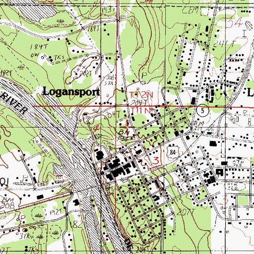 Topographic Map of De Soto Fire District 1, LA