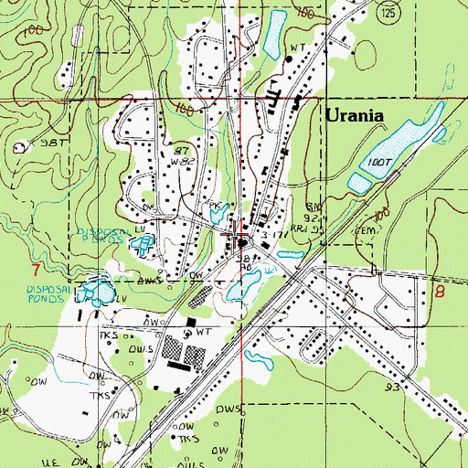 Topographic Map of Urania Volunteer Fire Department, LA