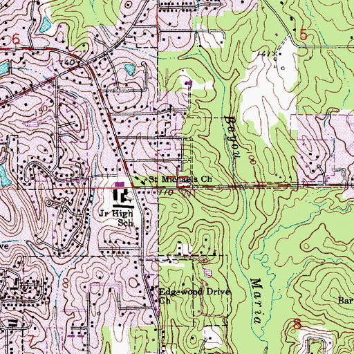 Topographic Map of Pineville Fire Department Station 3, LA