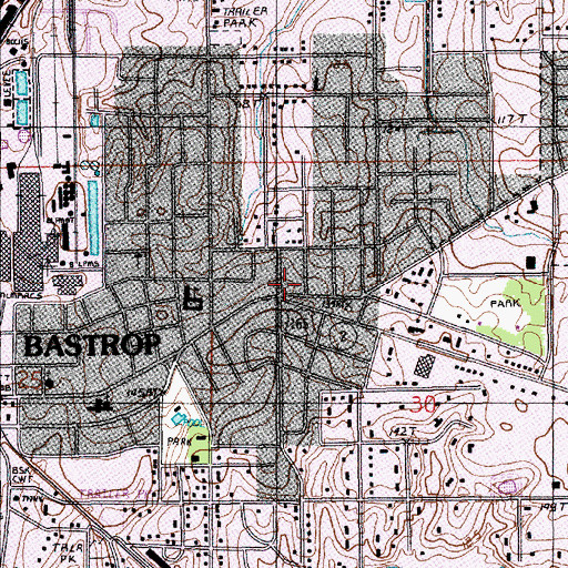 Topographic Map of Bastrop Fire Department Station 2, LA