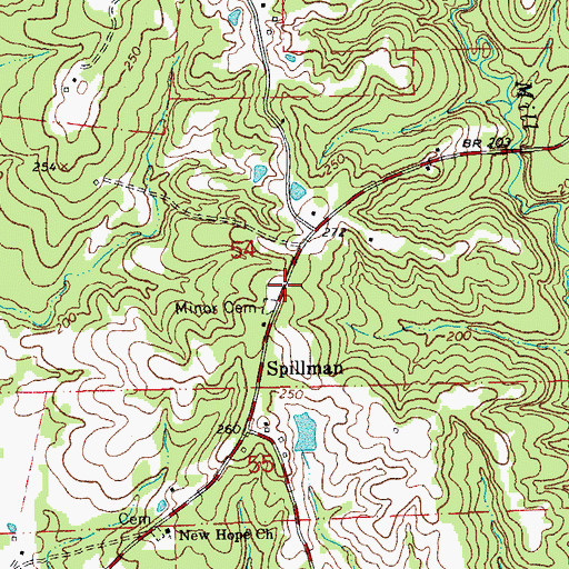 Topographic Map of Spillman Volunteer Fire Department, LA