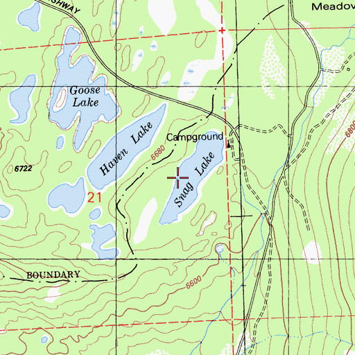 Topographic Map of Snag Lake, CA