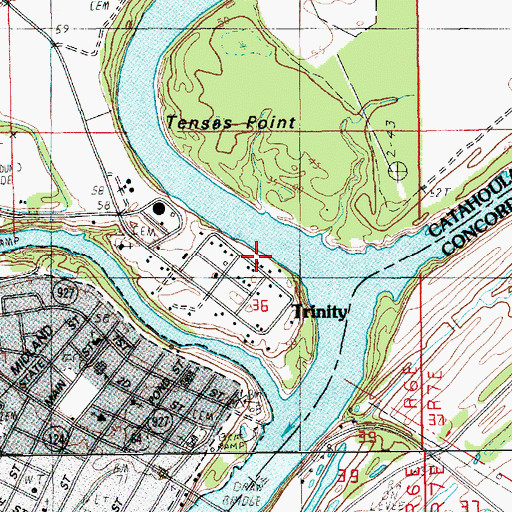Topographic Map of Catahoula Ward 9 Fire District 2, LA