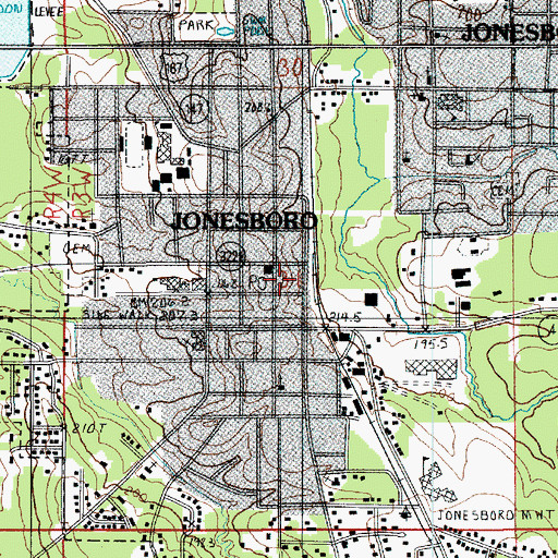 Topographic Map of Jonesboro Volunteer Fire Department, LA