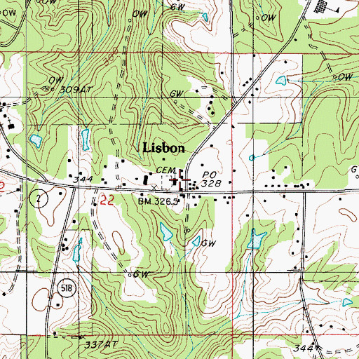 Topographic Map of Claiborne Parish Fire District 6 Lisbon Station, LA