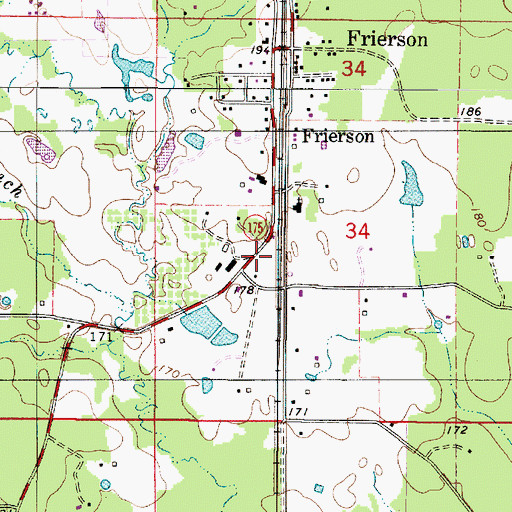 Topographic Map of De Soto Fire District 9, LA
