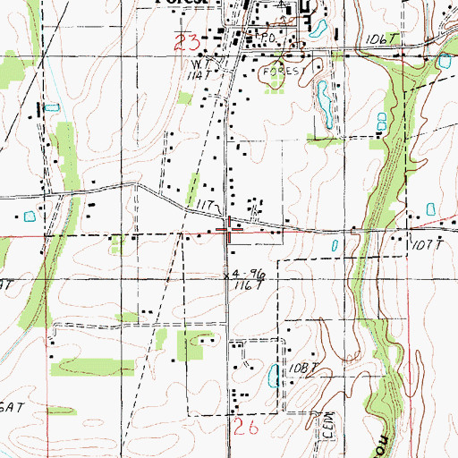 Topographic Map of Forest Volunteer Fire Department Central Station, LA