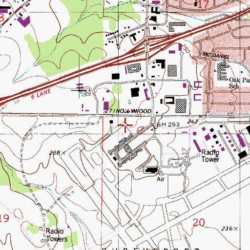Topographic Map of Shreveport Fire Department Station 21, LA